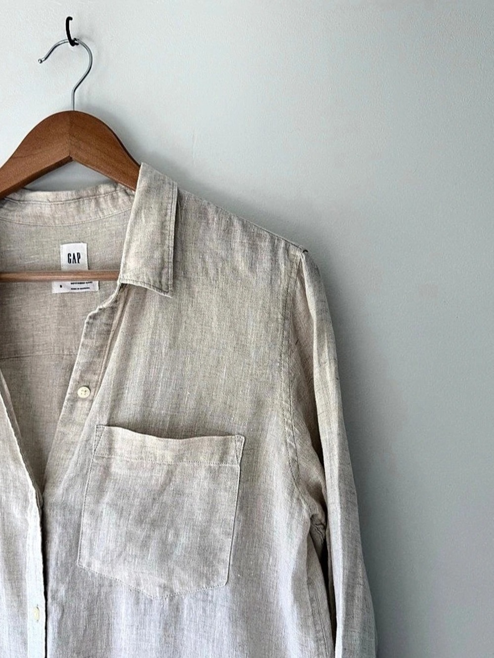 Gap 100% Linen Boyfriend Shirt Button-Down Size Small